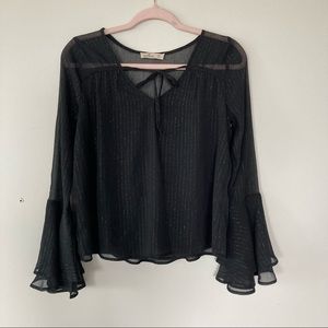 Hollister Bell Sleeves Blouse Gold Shimmer